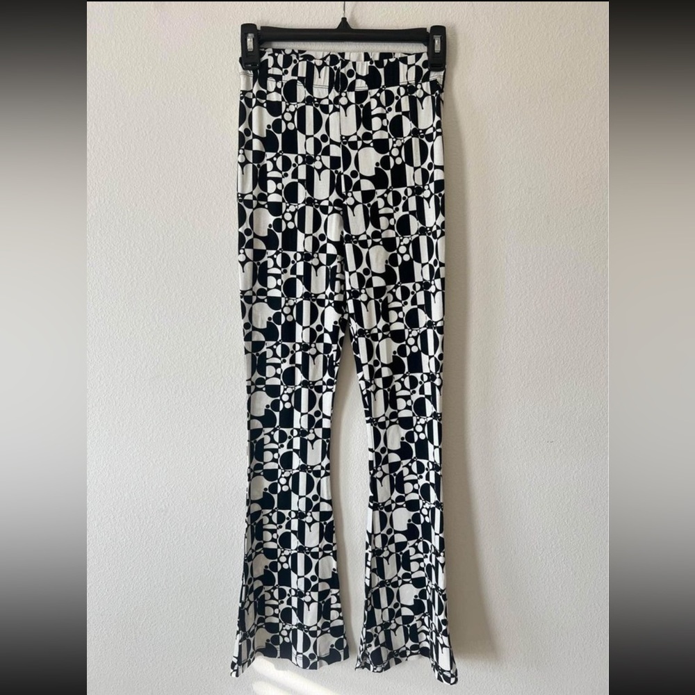 Topshop retro checkerboard flared pants in black & white
